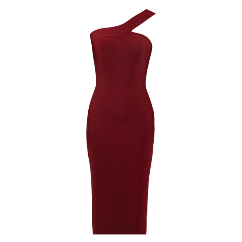 Asymmetrisches Kleid mit elastischer Passform - Lirome