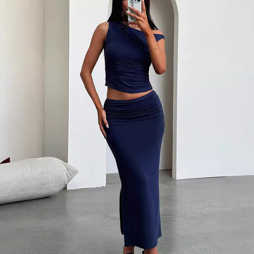 Elegantes Zweiteiler-Set – One-Shoulder-Oberteil & figurbetonter Rock - Lirome