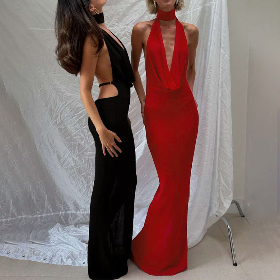 Verführerisches Neckholder-Kleid mit V-Ausschnitt & Seitenschlitz - Lirome