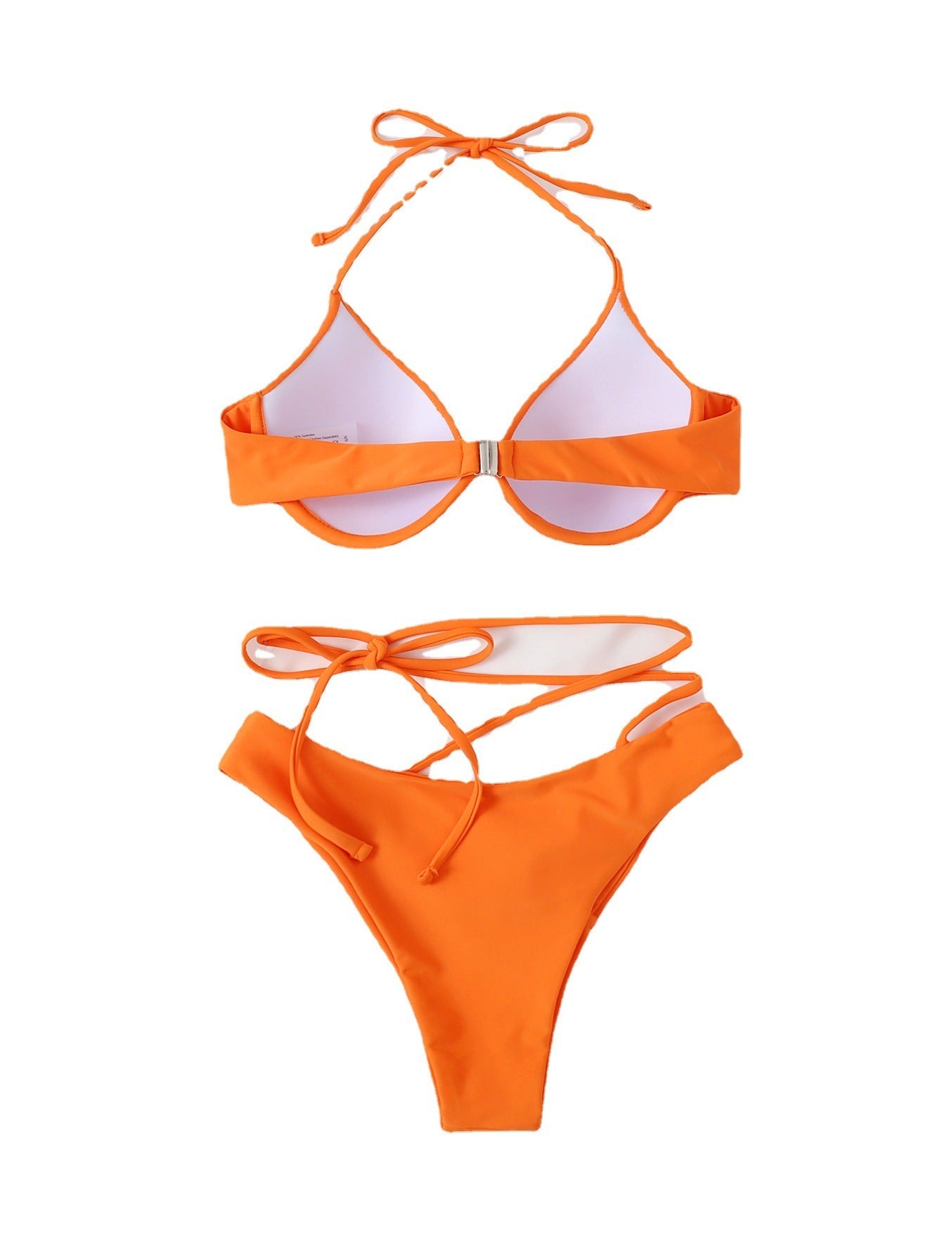 Split-Bikini-Set für Damen – Einfarbig – Nylon – Orange - Lirome