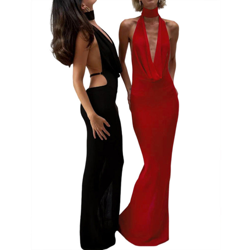 Verführerisches Neckholder-Kleid mit V-Ausschnitt & Seitenschlitz - Lirome