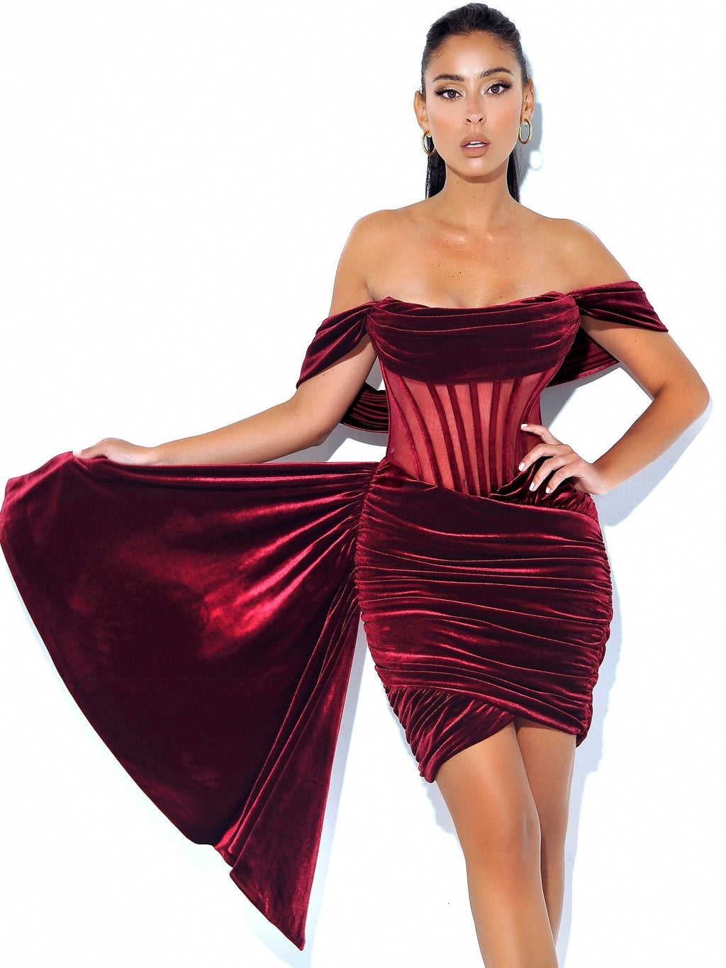 Sexy Samt-Abendkleid für Damen mit Bustier - Lirome