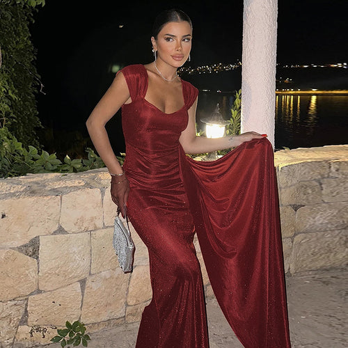 Abendkleid mit glänzendem Material - Lirome