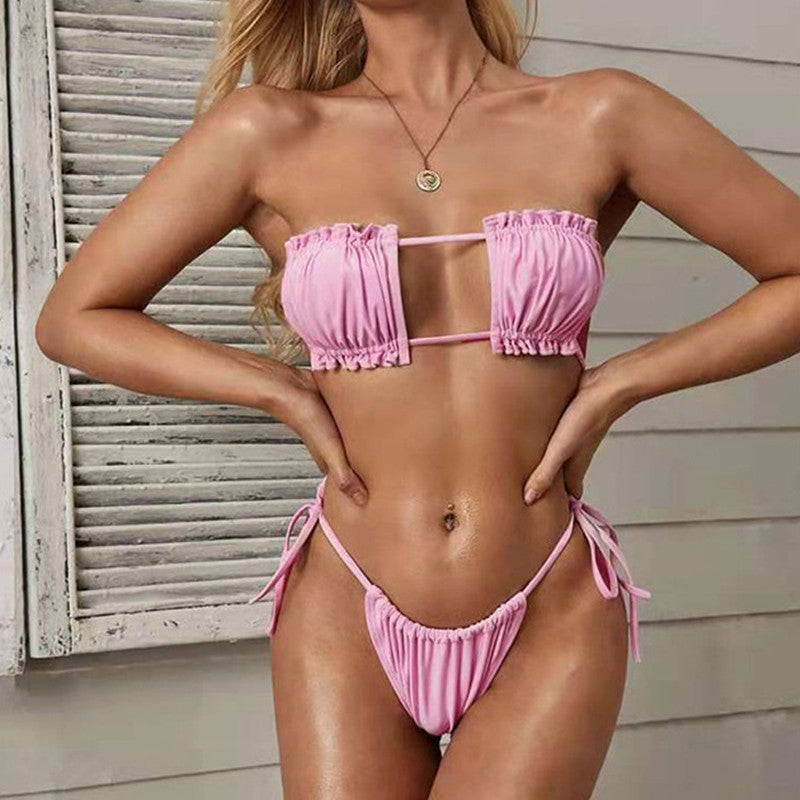 Triangle-Bikini für Damen – Falt-Design mit Kordelzug – Hollow Style - Lirome
